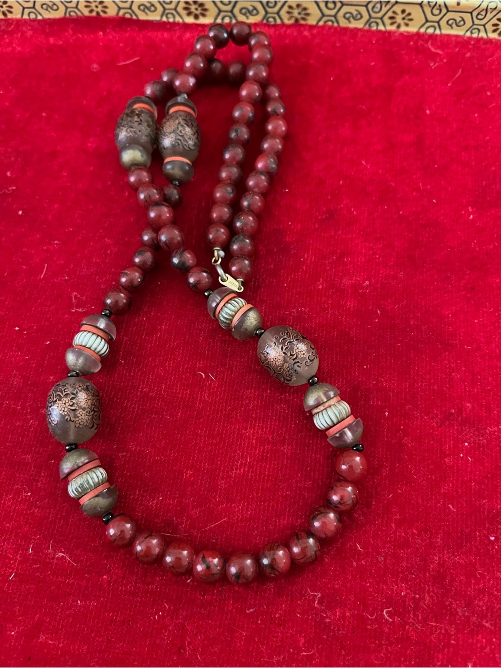 Handcrafted Red Beaded Statement Necklace - Women Jewelry